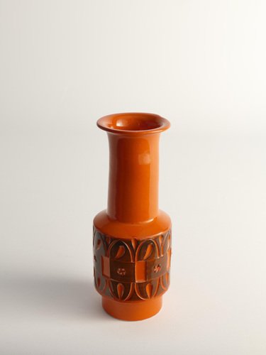 Midcentury Modern Orange Stoneware Vase by Fratelli Fanciullacci, 1960s