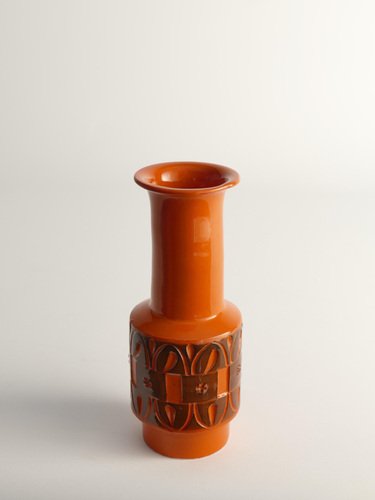 Midcentury Modern Orange Stoneware Vase by Fratelli Fanciullacci, 1960s