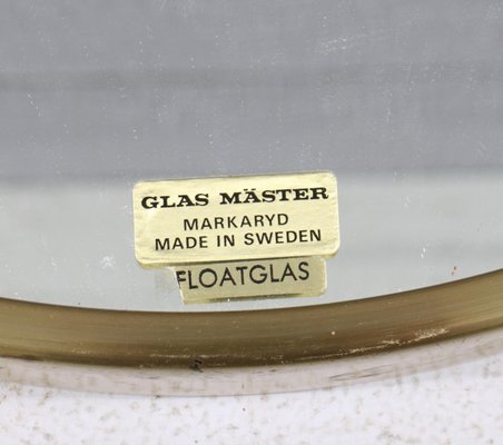 Midcentury Modern Round Brass Mirror by Glas Mäster, (1960s)-RUK-2036609