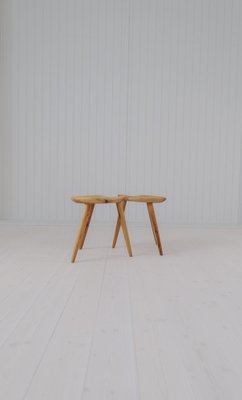 Midcentury Modern Sculptural Stools in Pine by Norsk Husflid, 1960s, Set of 2-UYK-1807449