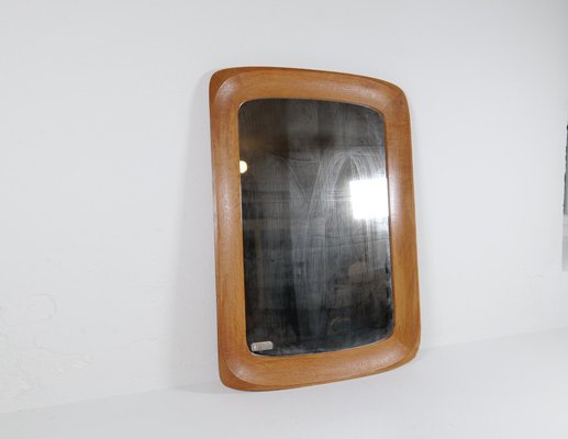 Midcentury Modern Sculptural Wall Mirror in Oak and Crystal Glass, 1960s-UYK-1793988