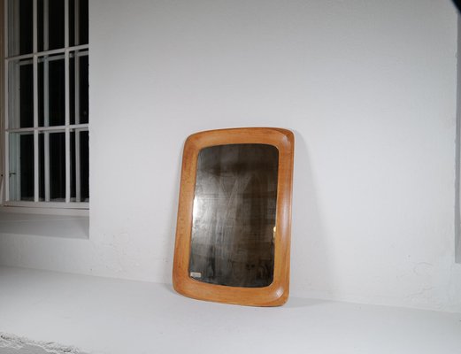 Midcentury Modern Sculptural Wall Mirror in Oak and Crystal Glass, 1960s-UYK-1793988