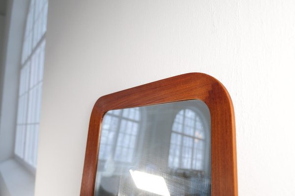 Midcentury Modern Sculptural Wall Mirror in Teak and Crystal Glass, 1960s-UYK-1808283