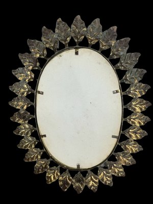 Midcentury Oval Oak Leaf Sun Mirror, 1950s-SDV-1330554