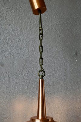 Midcentury Pendant Lamp in Glass and Copper Metal, 1950-AIU-2014798