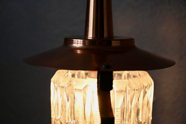 Midcentury Pendant Lamp in Glass and Copper Metal, 1950-AIU-2014798