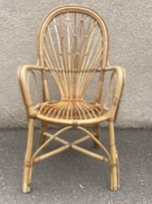 Midcentury Rattan Armchairs, 1950s, Set of 2-SDV-1330601