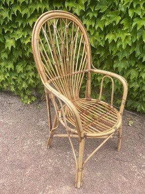 Midcentury Rattan Armchairs, 1950s, Set of 2-SDV-1330601