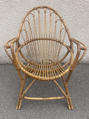 Midcentury Rattan Armchairs, Netherlands, 1950s, Set of 2-SDV-1330583