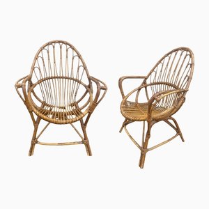 Midcentury Rattan Armchairs, Netherlands, 1950s, Set of 2-SDV-1330583