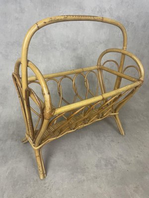 Midcentury Rattan Magazine Rack, 1960s-SDV-1330571