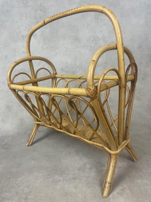 Midcentury Rattan Magazine Rack, 1960s-SDV-1330571