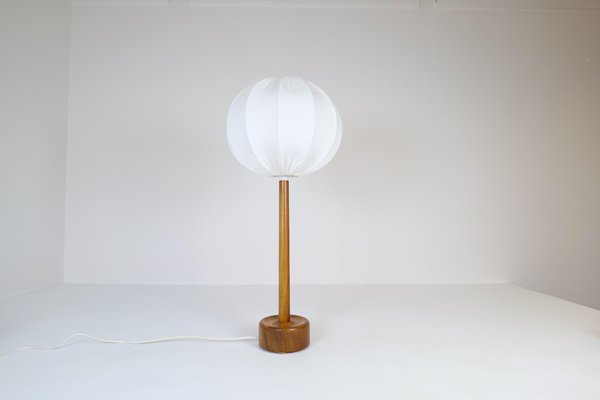 Midcentury Solid Teak Table Lamp, Sweden, 1960s-UYK-1256822