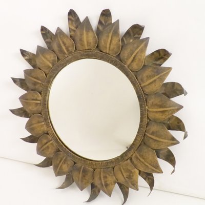 Midcentury Spanish Round Metal Mirror, 1960s-KT-1776266