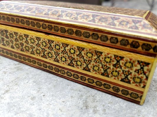 Middle Eastern Maple Box with Khatam Kari Decoration, 1920s-ZFY-1792862