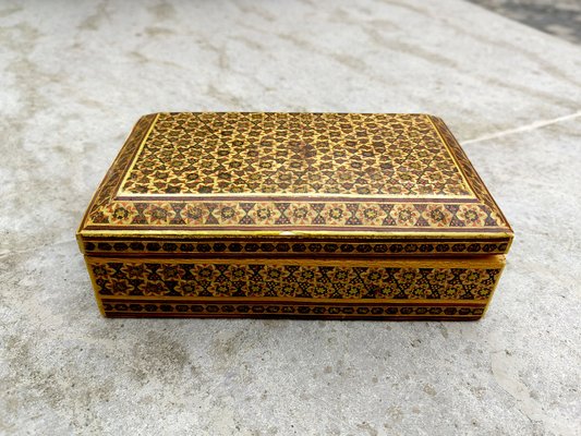 Middle Eastern Maple Box with Khatam Kari Decoration, 1920s-ZFY-1792862