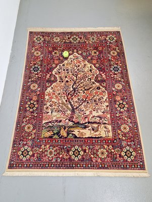 Middle Eastern Silk Rug Tree of Life, 1960s-AXJ-2022517