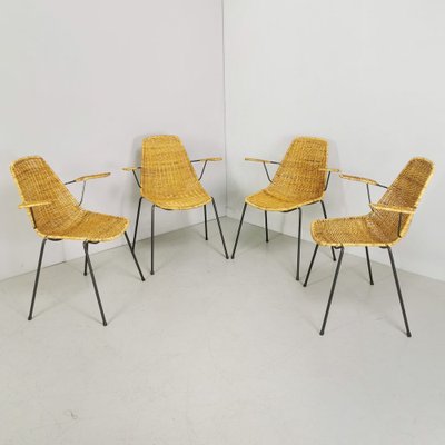 Midollino Basketball Chairs attributed to Campo E Graffi, 1960s, Set of 4-PRS-1451541