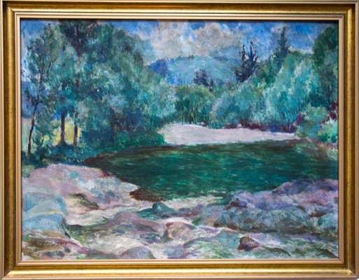 Mieszko Jabłoński, Landscape, 20th-Century, Oil on Canvas, Framed-FSD-1196259