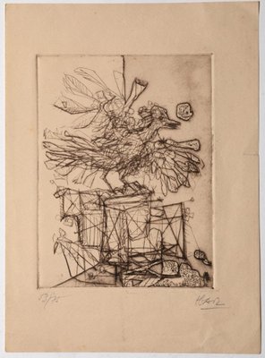 Miguel Angel Ibartz, The Bird, Etching on Paper, Mid-20th Century-ZCI-1775639