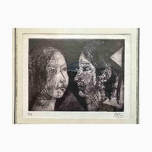 Miguel Angel Ibarz, Two Faces, Etching, 1960s-ZCI-2029571