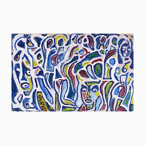 Miklos Nemeth, Erotic in Blue, 1990s, Oil Painting-KEU-2034884