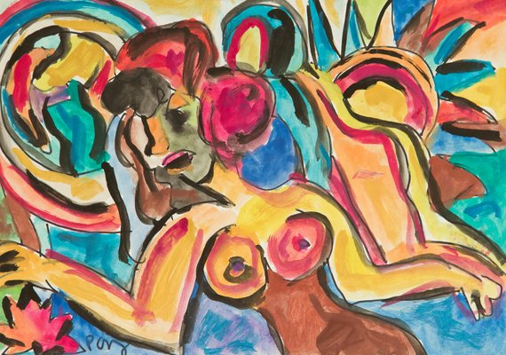 Miklos Nemeth, Funky Nude, 1990s, Tempera on Paper-KEU-2035825