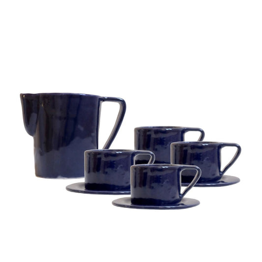 Milano Notte Milk Jug & 4 Espresso Cups and Saucers by Marta Benet, Set of 9