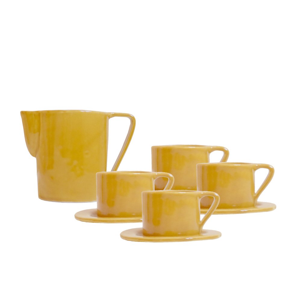 Milano Sole Milk Jug & 4 Espresso Cups and Saucers by Marta Benet, Set of 9