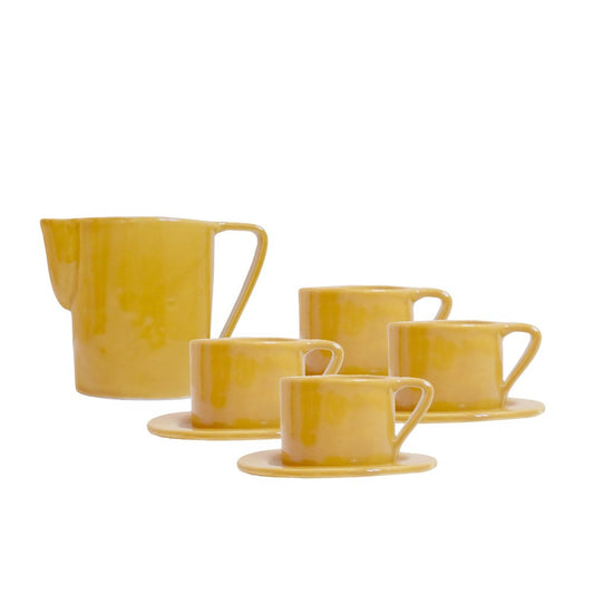 Milano Sole Milk Jug & 4 Espresso Cups and Saucers by Marta Benet, Set of 9