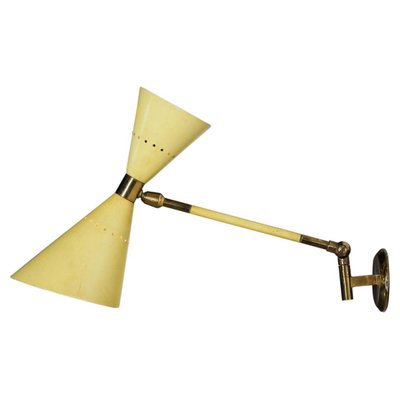 Milano Yellow Lacquered Metal Italian Wall Lamp from Stillux, 1950s-YU-974127