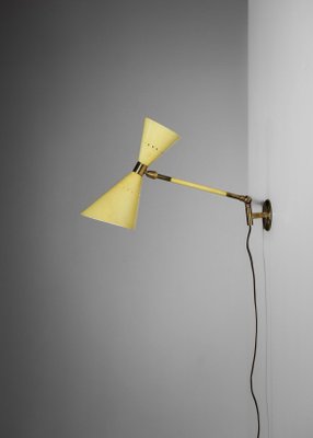 Milano Yellow Lacquered Metal Italian Wall Lamp from Stillux, 1950s-YU-974127