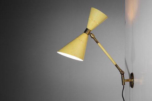 Milano Yellow Lacquered Metal Italian Wall Lamp from Stillux, 1950s-YU-974127