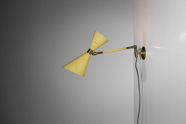 Milano Yellow Lacquered Metal Italian Wall Lamp from Stillux, 1950s-YU-974127