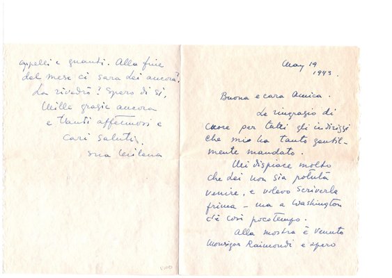 Milena Barilli, Letters by Milena Barilli to the Countess Pecci Blunt, 1943/1937-ZCI-870962