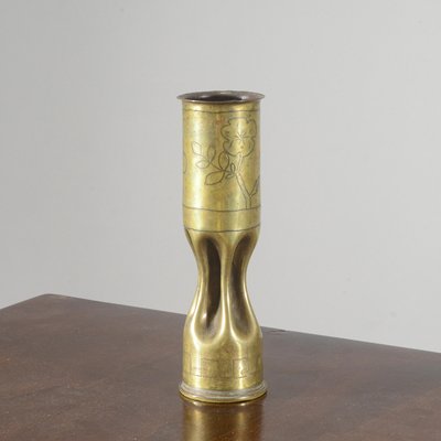 Military Bullet Vase in Worked and Engraved Brass-RAQ-2026387