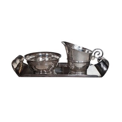 Milk and Sugar Set on Tray by Georg Nilsson for Gero, 1930s, Set of 3-NUX-1769190