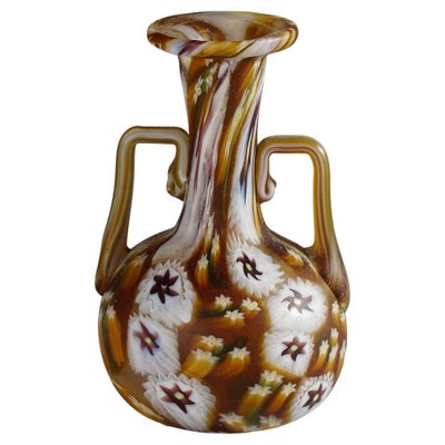 Millefiori Vase Brown and White in Murano and Murrine from Fratelli Toso-KJP-1270688