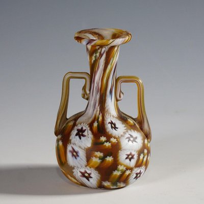 Millefiori Vase Brown and White in Murano and Murrine from Fratelli Toso-KJP-1270688