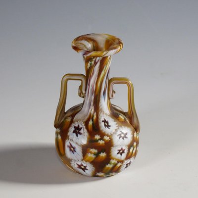 Millefiori Vase Brown and White in Murano and Murrine from Fratelli Toso-KJP-1270688