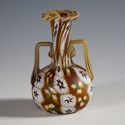 Millefiori Vase Brown and White in Murano and Murrine from Fratelli Toso-KJP-1270688