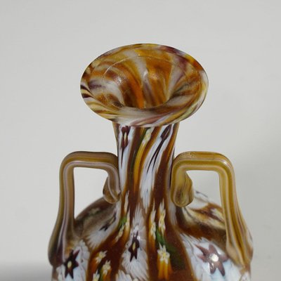 Millefiori Vase Brown and White in Murano and Murrine from Fratelli Toso-KJP-1270688