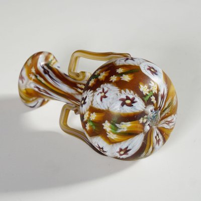 Millefiori Vase Brown and White in Murano and Murrine from Fratelli Toso-KJP-1270688