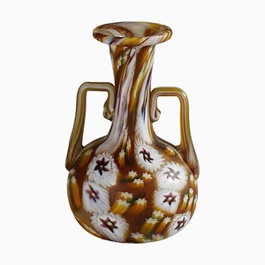 Millefiori Vase Brown and White in Murano and Murrine from Fratelli Toso-KJP-1270688