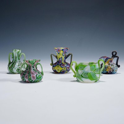 Millefiori Vases attributed to Fratelli Toso, Murano, 1890s, Set of 5-KJP-1803456