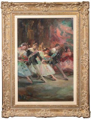 Miloslava Vrbova-Štefková, Ballet Scene, Oil Painting, Mid-20th Century-ZCI-2032688