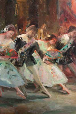 Miloslava Vrbova-Štefková, Ballet Scene, Oil Painting, Mid-20th Century-ZCI-2032688