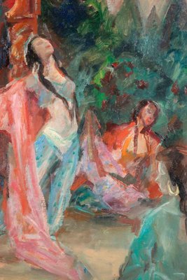 Miloslava Vrbova-Štefková, Orientalist Dance in a Harem, Oil Painting, Mid-20th Century-ZCI-2032680