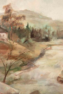 Miloslava Vrbova-Štefková, River Landscape, Oil Painting, Mid-20th Century-ZCI-2032687