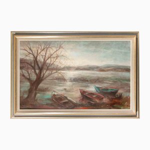 Miloslava Vrbova-Štefková, Winter Seascape with Moore..., Oil Painting, Mid-20th Century-ZCI-2032696